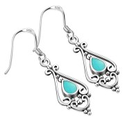Turquoise Drop Silver Earrings, e431
